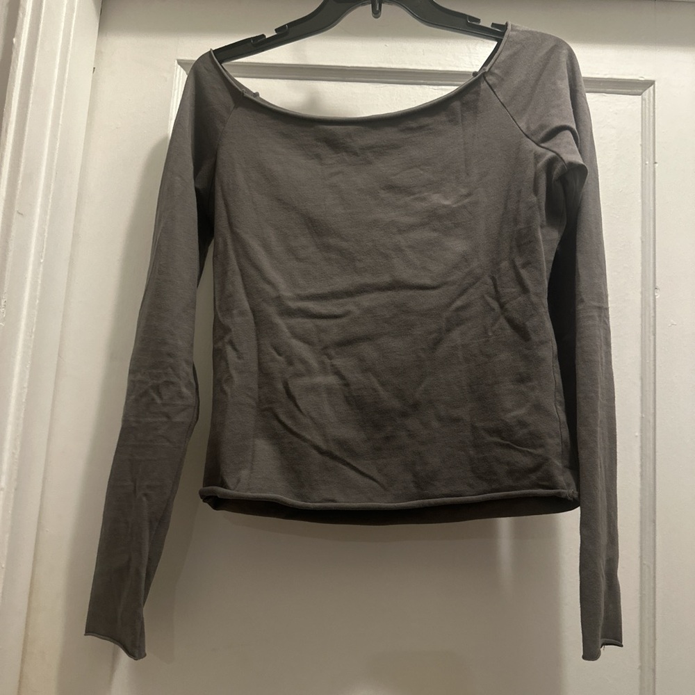 Brandy Melville Gray Fitted Long Sleeve Blouse